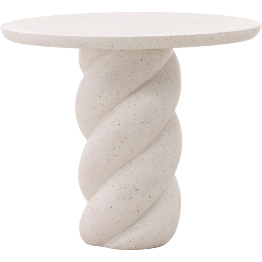 Nidia Outdoor Bistro Table by Arch & Plane in ivory. Made from lightweight concrete terrazzo in a unique style.