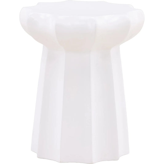 Artemis Outdoor Side Table by Arch & Plane in white. Made from lightweight concrete in a unique style.