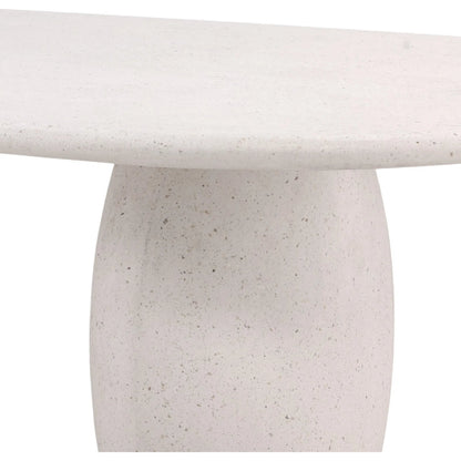 Quincy Outdoor Dining Table by Arch & Plane in ivory. Made from lightweight concrete terrazzo in a unique style.