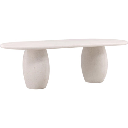 Quincy Outdoor Dining Table by Arch & Plane in ivory. Made from lightweight concrete terrazzo in a unique style.