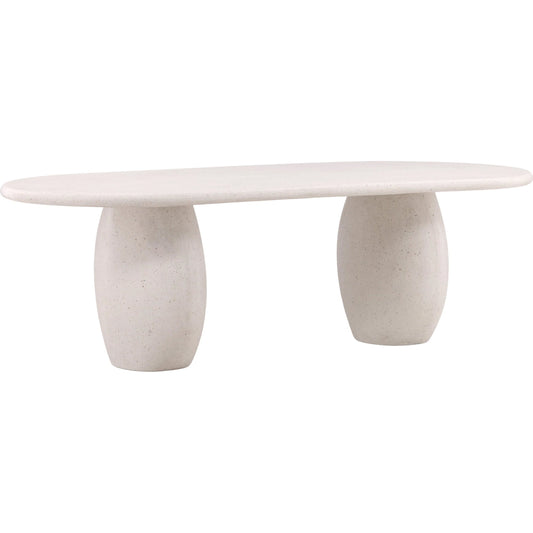 Quincy Outdoor Dining Table by Arch & Plane in ivory. Made from lightweight concrete terrazzo in a unique style.
