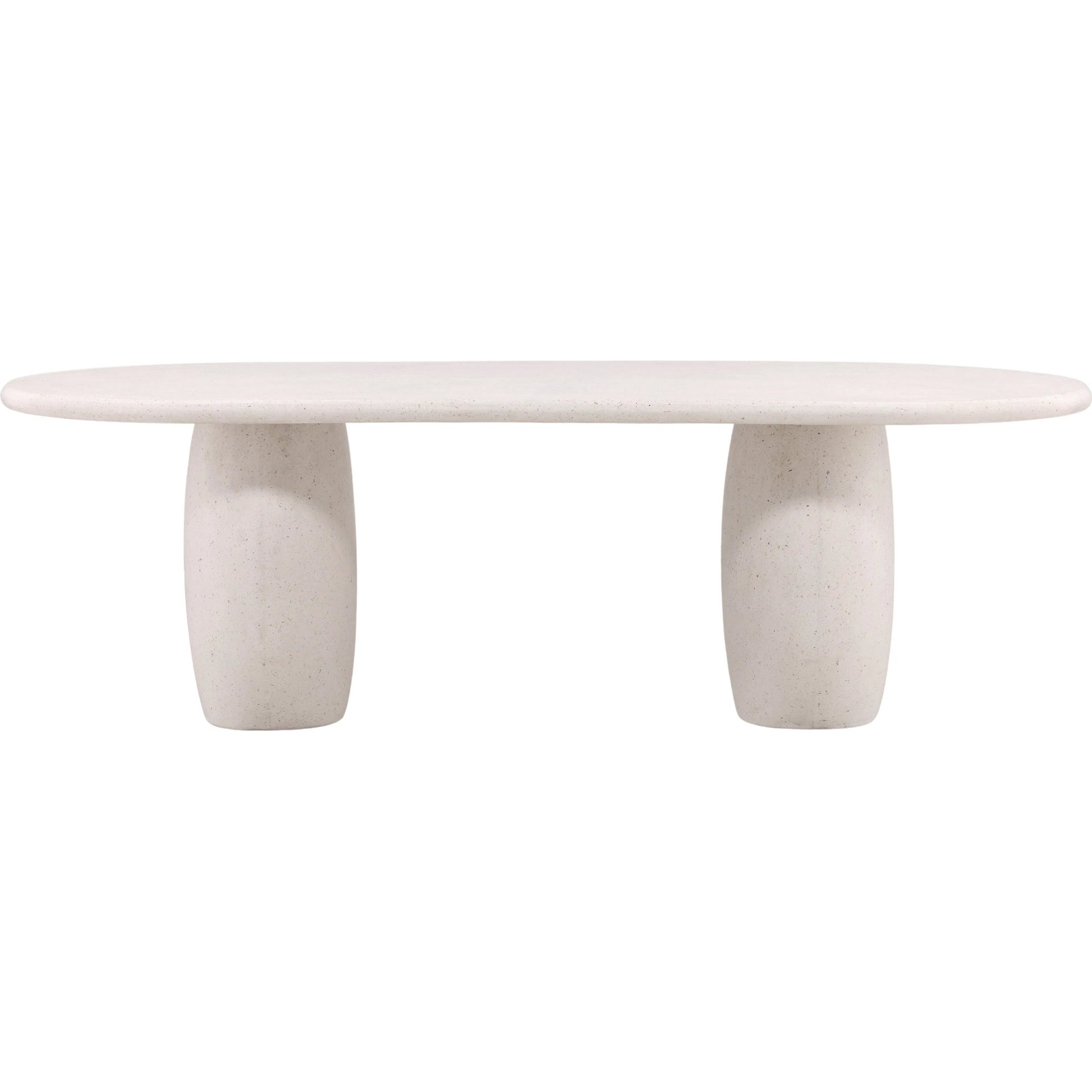 Quincy Outdoor Dining Table by Arch & Plane in ivory. Made from lightweight concrete terrazzo in a unique style.