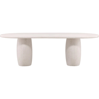 Quincy Outdoor Dining Table by Arch & Plane in ivory. Made from lightweight concrete terrazzo in a unique style.