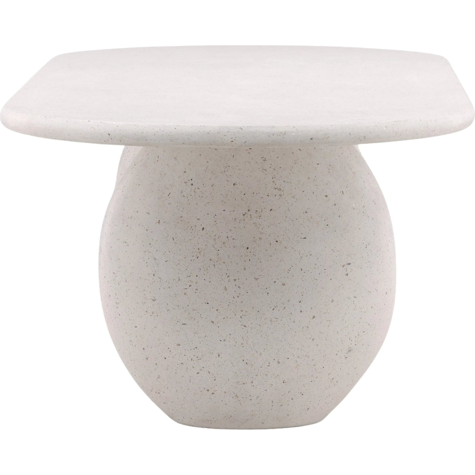 Quincy Outdoor Dining Table by Arch & Plane in ivory. Made from lightweight concrete terrazzo in a unique style.