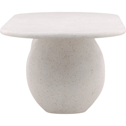 Quincy Outdoor Dining Table by Arch & Plane in ivory. Made from lightweight concrete terrazzo in a unique style.