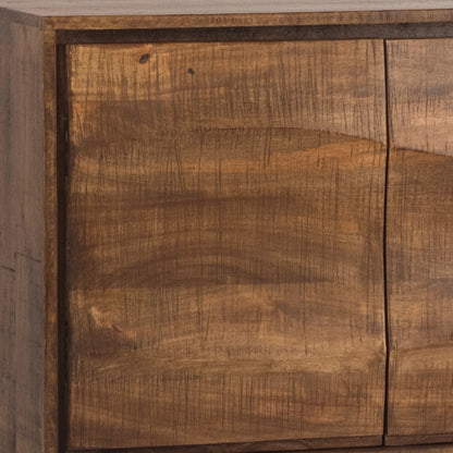 Arvil Sideboard by Arch & Plane in brown wood sealed finish. Made from mango wood, iron legs in a transitional style.