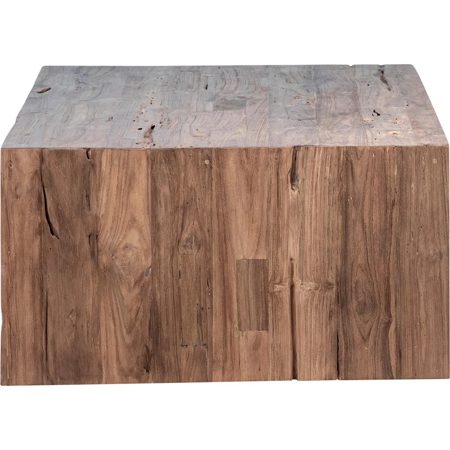 003 SI-1924461 | Additional Silo | Alaina Reclaimed Teak Waterfall Coffee Table by Arch & Plane in medium brown and clear seal. Made from reclaimed teak in a modern style.