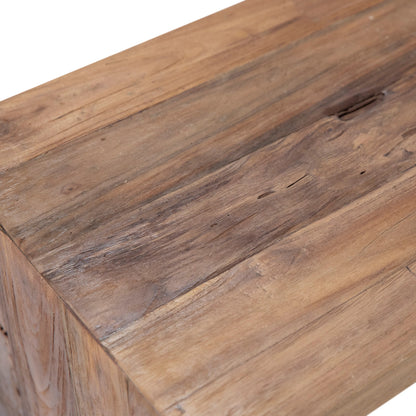 Camila Reclaimed Teak Minimalist Console Table by Arch & Plane in natural, brown and medium brown wax sealed finish. Made from reclaimed teak wood in a modern style.