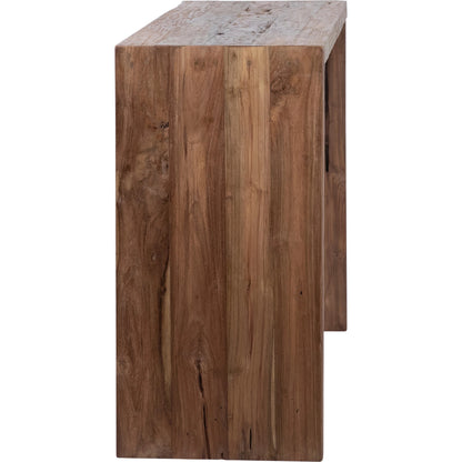 Camila Reclaimed Teak Minimalist Console Table by Arch & Plane in natural, brown and medium brown wax sealed finish. Made from reclaimed teak wood in a modern style.