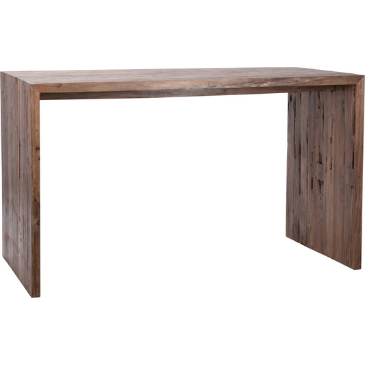 Camila Reclaimed Teak Counter Table by Arch & Plane in natural, brown and medium brown wax sealed finish. Made from reclaimed teak wood in a modern style.