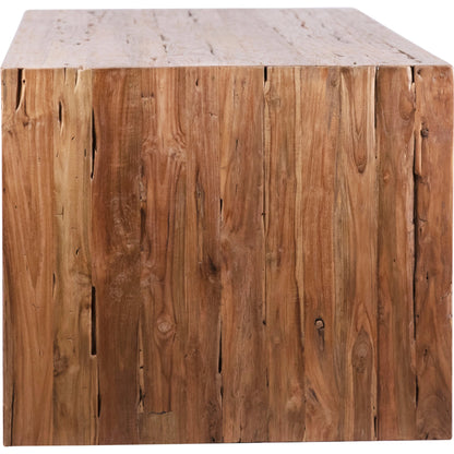 Reclaimed Wood Waterfall Dining Table by Arch & Plane in natural, brown and medium brown wax sealed finish. Made from reclaimed teak wood in a modern style.