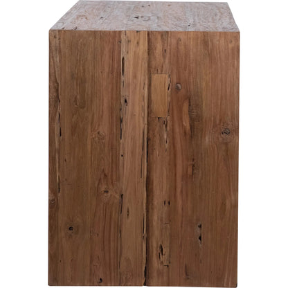 Alaina Rectangular Reclaimed Teak Waterfall Writing Desk by Arch & Plane in medium brown and rustic finish. Made from reclaimed teak in a modern style.