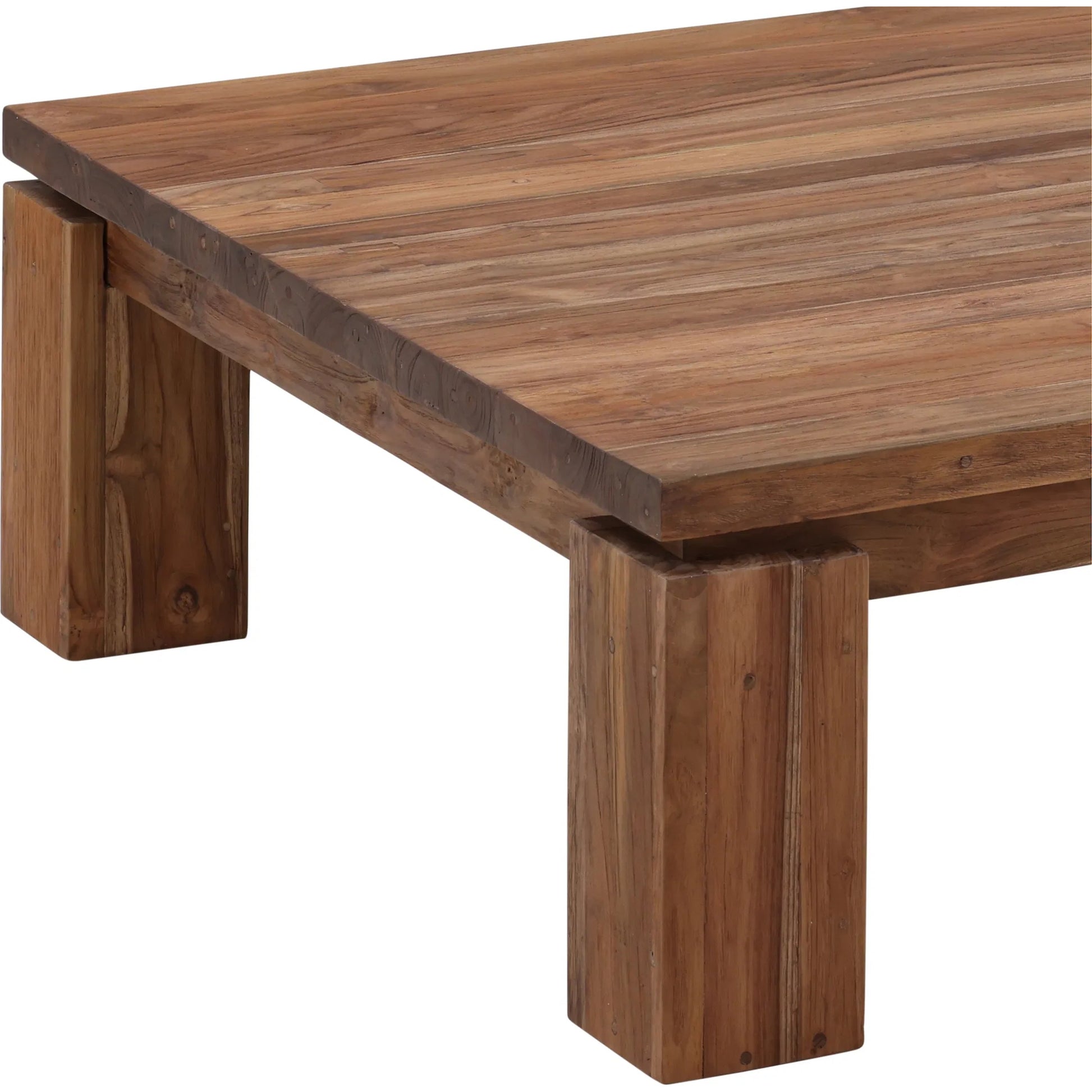Micah Coffee Table by Arch & Plane in medium brown. Made from reclaimed teak wood in a transitional style.
