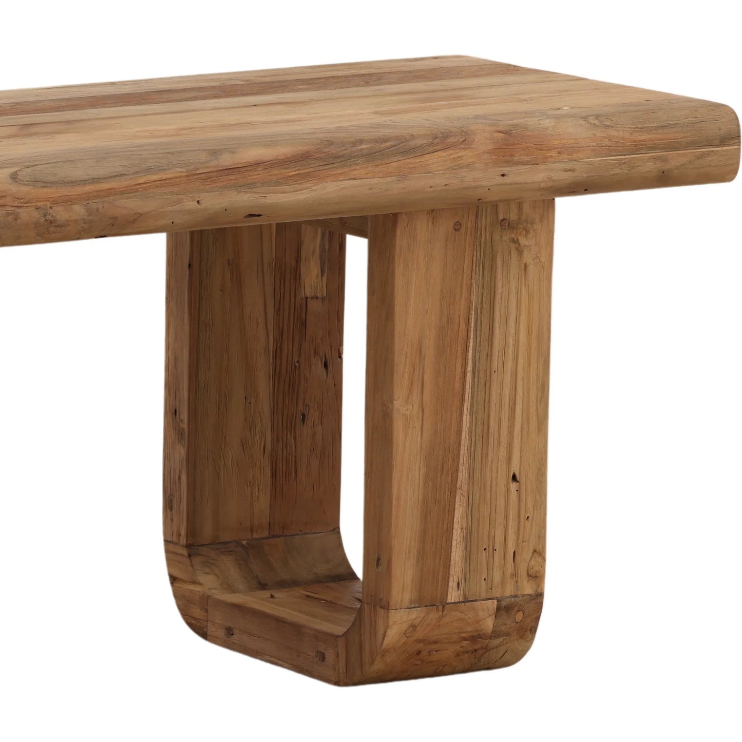005 SI-2532896 | Closeup | Harris Outdoor Bench by Arch & Plane in natural. Made from reclaimed teak wood in a unique style.