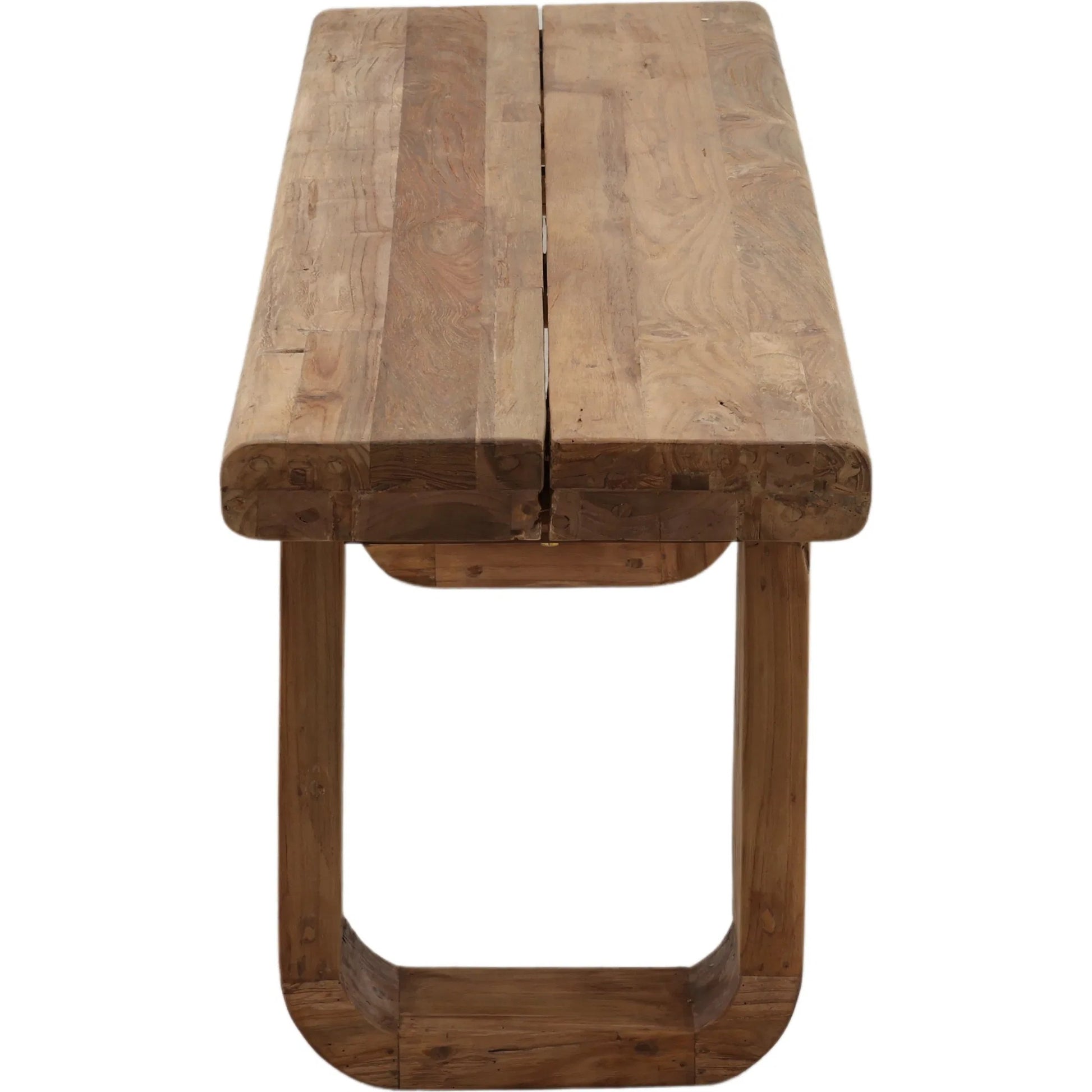 Harris Outdoor Bench by Arch & Plane in natural. Made from reclaimed teak wood in a unique style.