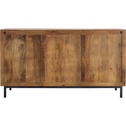 Herb Sideboard by Arch & Plane in medium brown, antique black base, hammered handles. Made from mango wood, iron in a traditional style.