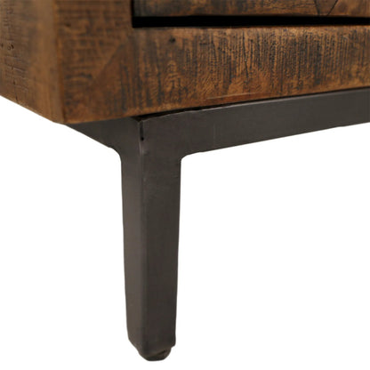 Herb Sideboard by Arch & Plane in medium brown, antique black base, hammered handles. Made from mango wood, iron in a traditional style.