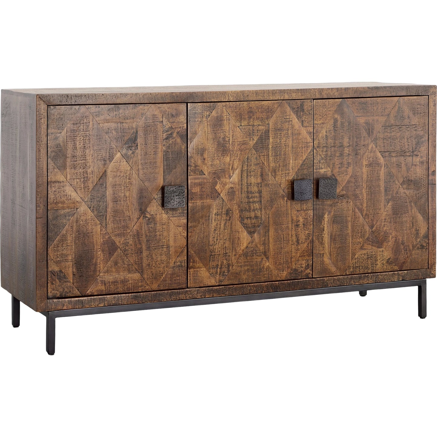 001 SI-2350687 | Primary Silo | Herb Sideboard by Arch & Plane in medium brown, antique black base, hammered handles. Made from mango wood, iron in a traditional style.