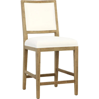 Corey Counter Stool by Arch & Plane in natural warm wash frame, white upholstery. Made from solid oak wood frame, cotton blend upholstery in a transitional style.
