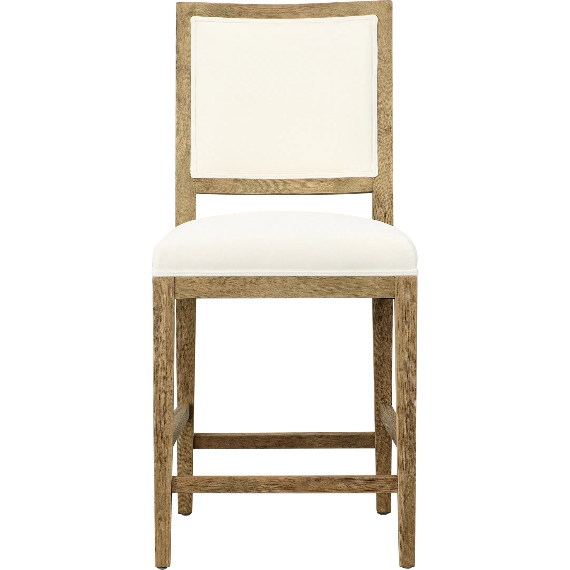 Corey Counter Stool by Arch & Plane in natural warm wash frame, white upholstery. Made from solid oak wood frame, cotton blend upholstery in a transitional style.