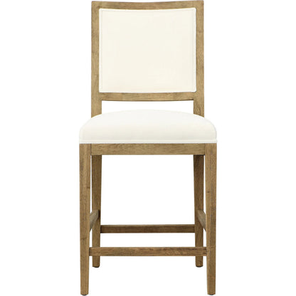 Corey Counter Stool by Arch & Plane in natural warm wash frame, white upholstery. Made from solid oak wood frame, cotton blend upholstery in a transitional style.