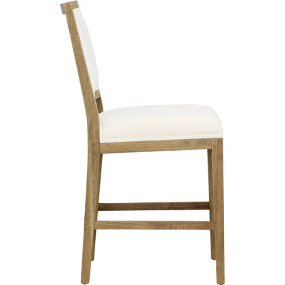 Corey Counter Stool by Arch & Plane in natural warm wash frame, white upholstery. Made from solid oak wood frame, cotton blend upholstery in a transitional style.