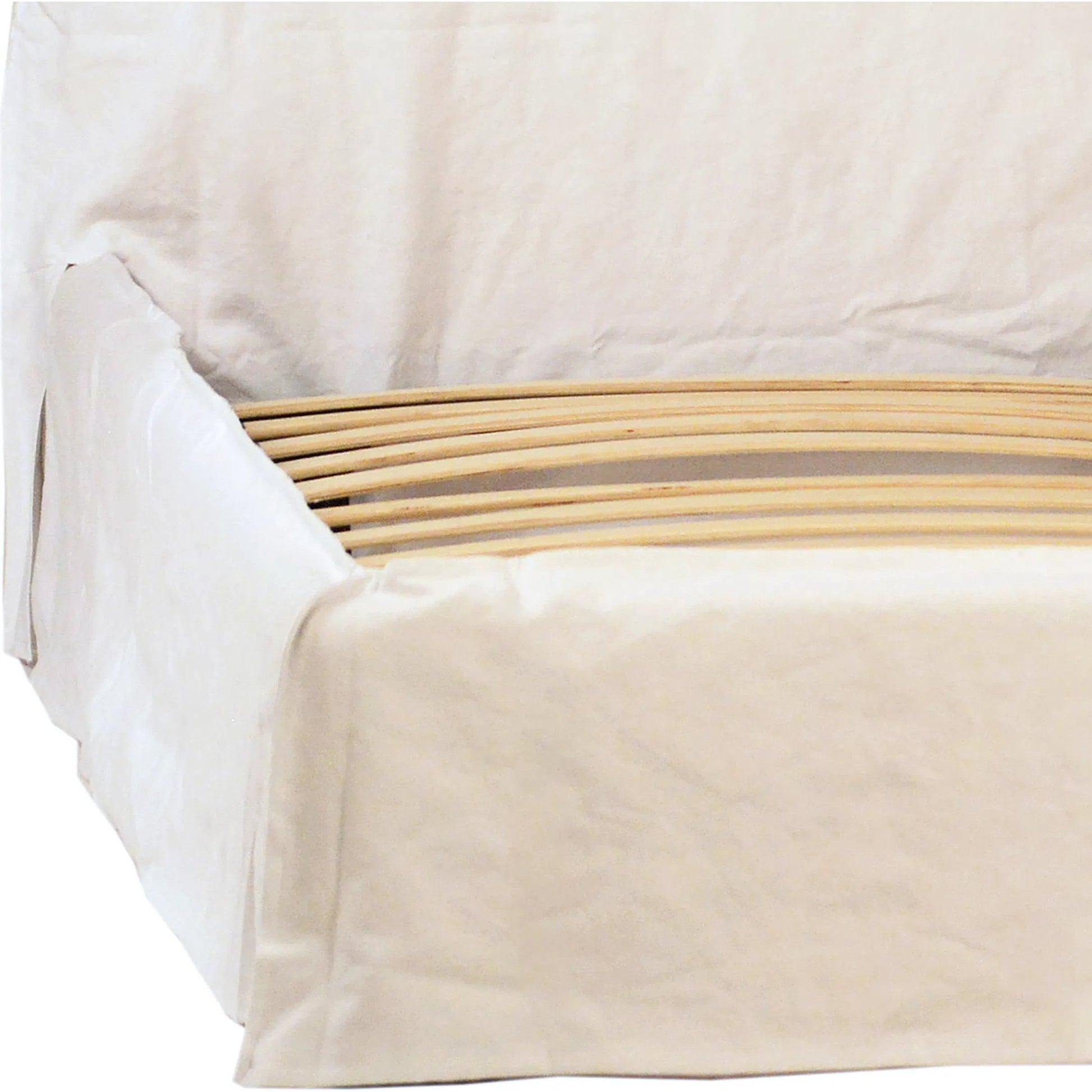 Jovani Upholstered Slipcover Platform Panel Bed in Ivory Linen by Arch & Plane in ivory. Made from linen in a modern style.