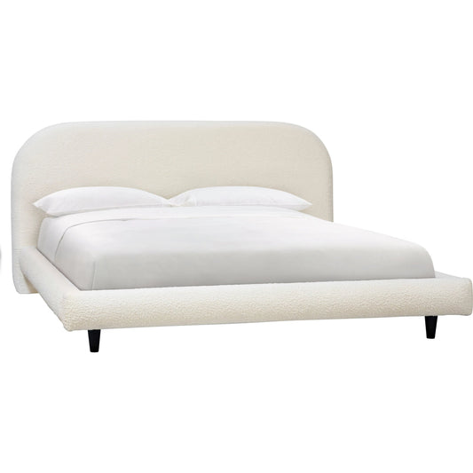 Shirlee Natural White Boucle Platform Bed by Arch & Plane in natural white and fabric. Made from boucle in a modern style.