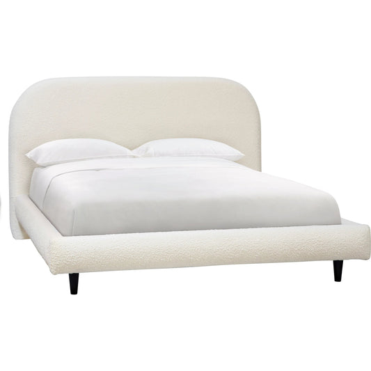 Shirlee Natural White Boucle Platform Bed by Arch & Plane in natural white and fabric. Made from boucle in a modern style.