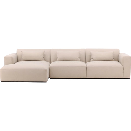 Brooklyn Chaise Sectional by Arch & Plane in mohair cream. Made from faux mohair fabric in a unique style.