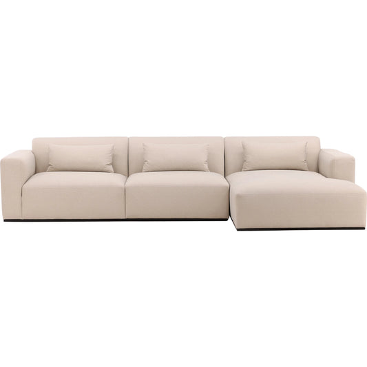Brooklyn Chaise Sectional by Arch & Plane in mohair cream. Made from faux mohair fabric in a unique style.