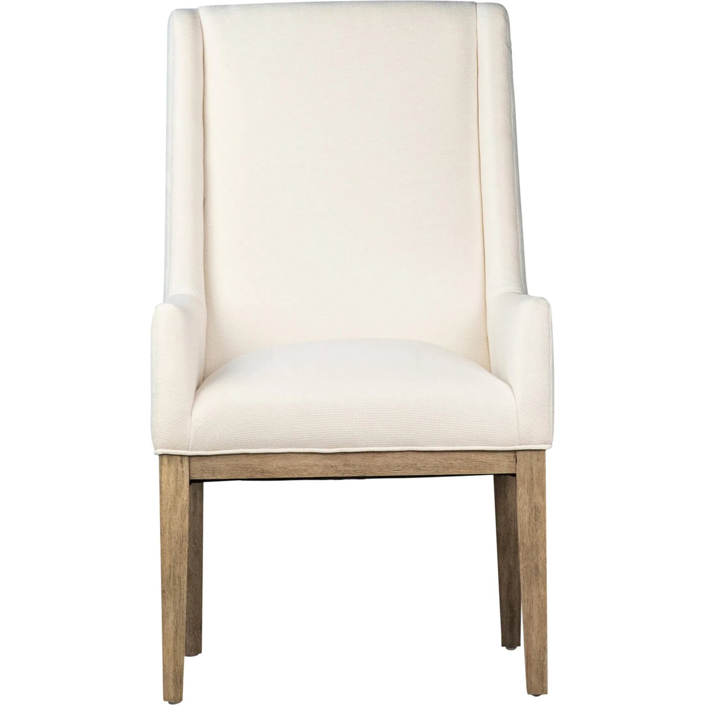 004 SI-2075465 | Unknown | Willow Dining Chair by Arch & Plane in white, brown and off-white fabric, a natural wood finish. Made from solid rubber wood, cotton blend upholstery in a modern style.