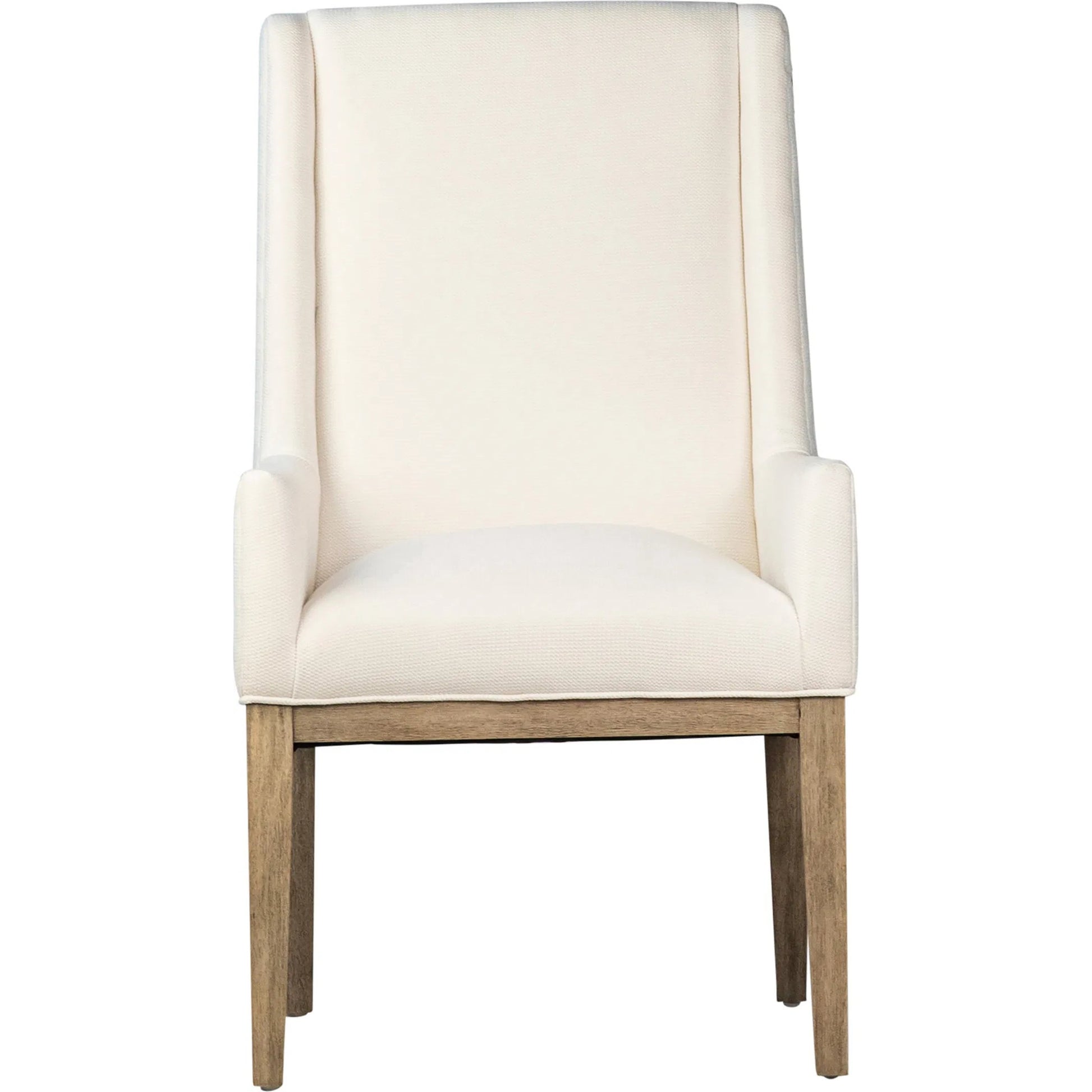 Willow Dining Chair by Arch & Plane in white, brown and off-white fabric, a natural wood finish. Made from solid rubber wood, cotton blend upholstery in a modern style.