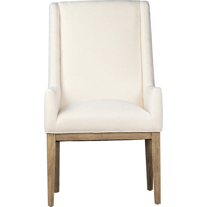 Willow Dining Chair by Arch & Plane in white, brown and off-white fabric, a natural wood finish. Made from solid rubber wood, cotton blend upholstery in a modern style.