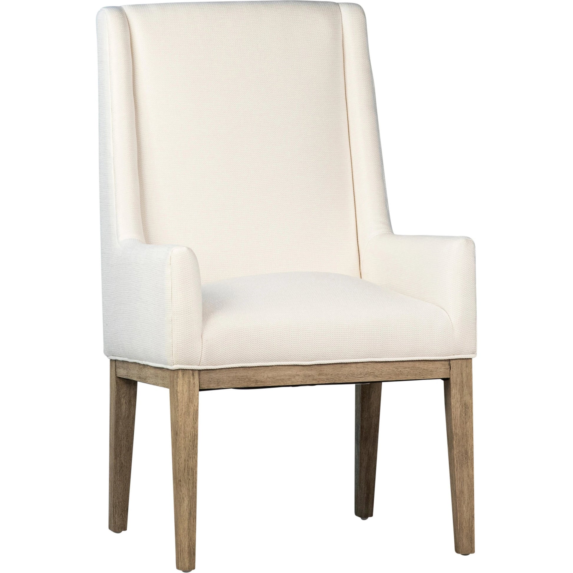 Willow Dining Chair by Arch & Plane in white, brown and off-white fabric, a natural wood finish. Made from solid rubber wood, cotton blend upholstery in a modern style.