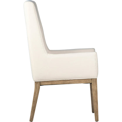 Willow Dining Chair by Arch & Plane in white, brown and off-white fabric, a natural wood finish. Made from solid rubber wood, cotton blend upholstery in a modern style.