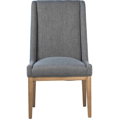 Eva Dining Chair by Arch & Plane in grey upholstery, natural wood finish. Made from cotton blend upholstery, rubberwood legs in a transitional style.