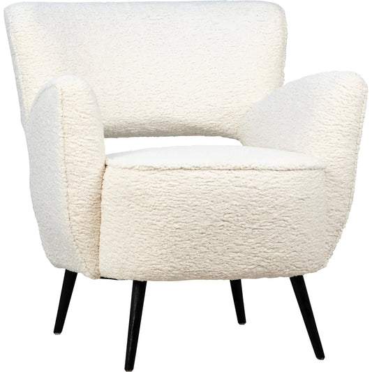Zayne Faux Fur Occasional Chair by Arch & Plane in white, black and natural white faux fur, matte black finish. Made from faux sheepskin upholstery, solid hardwood in a modern style.