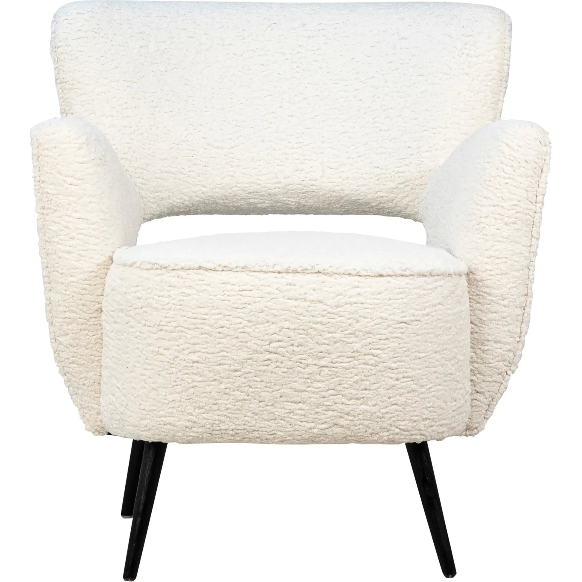 Zayne Faux Fur Occasional Chair by Arch & Plane in white, black and natural white faux fur, matte black finish. Made from faux sheepskin upholstery, solid hardwood in a modern style.