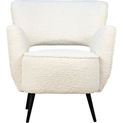 Zayne Faux Fur Occasional Chair by Arch & Plane in white, black and natural white faux fur, matte black finish. Made from faux sheepskin upholstery, solid hardwood in a modern style.
