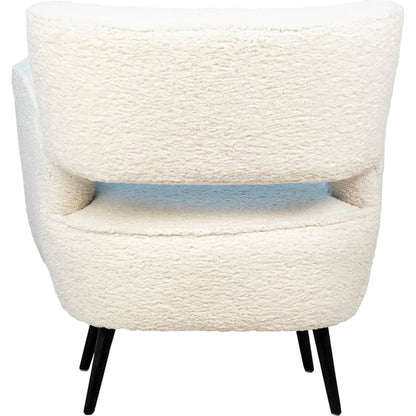 Zayne Faux Fur Occasional Chair by Arch & Plane in white, black and natural white faux fur, matte black finish. Made from faux sheepskin upholstery, solid hardwood in a modern style.