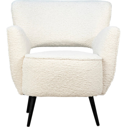 Zayne Faux Fur Occasional Chair by Arch & Plane in white, black and natural white faux fur, matte black finish. Made from faux sheepskin upholstery, solid hardwood in a modern style.