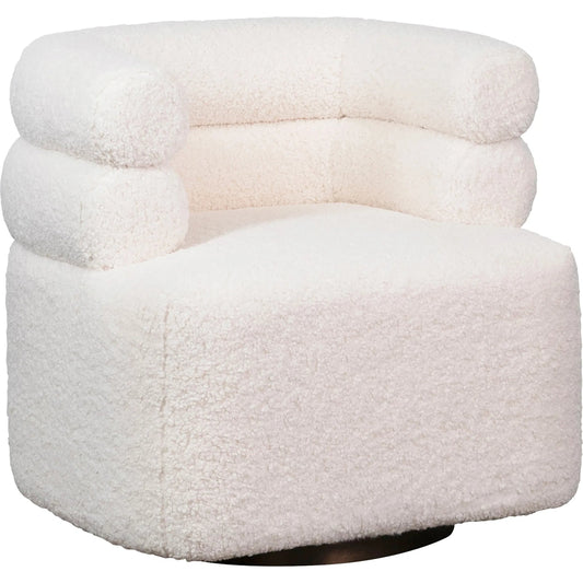 Regan Ivory Faux Sheepskin Swivel Club Chair by Arch & Plane in ivory and fabric. Made from faux sheep skin in a modern style.