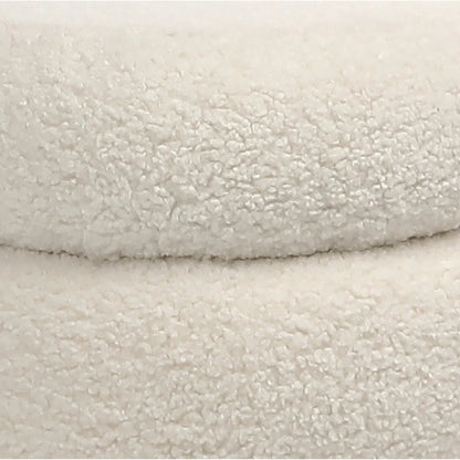 Terri Ivory Faux Sheepskin Ottoman by Arch & Plane in ivory and upholstered. Made from faux sheepskin in a modern style.