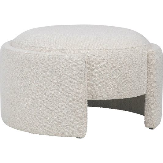 Boucle Performance Fabric Ottoman by Arch & Plane in white and off-white finish. Made from boucle upholstery in a modern style.