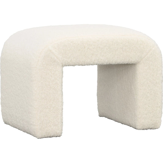 Kenneth Bench by Arch & Plane in ivory. Made from faux sheepskin, select hardwood in a unique style.