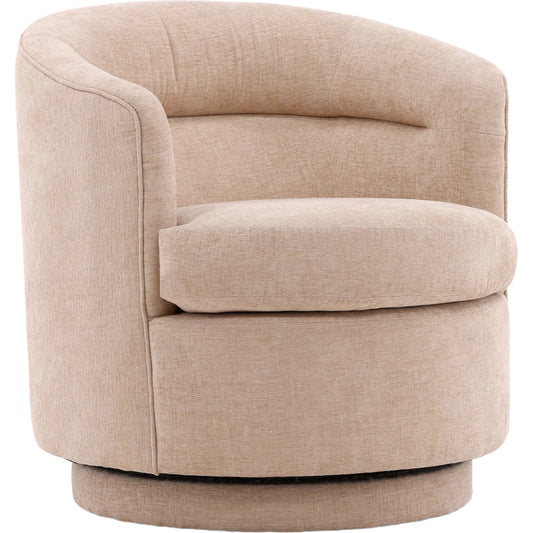Lauretta Swivel Chair by Arch & Plane in grenoble beige. Made from polyester fabric, solid pine wood in a transitional style.
