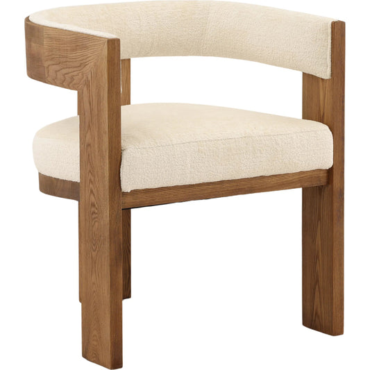 Nadia Dining Chair by Arch & Plane in cream, natural. Made from polyester blend upholstery, ash wood in a unique style.