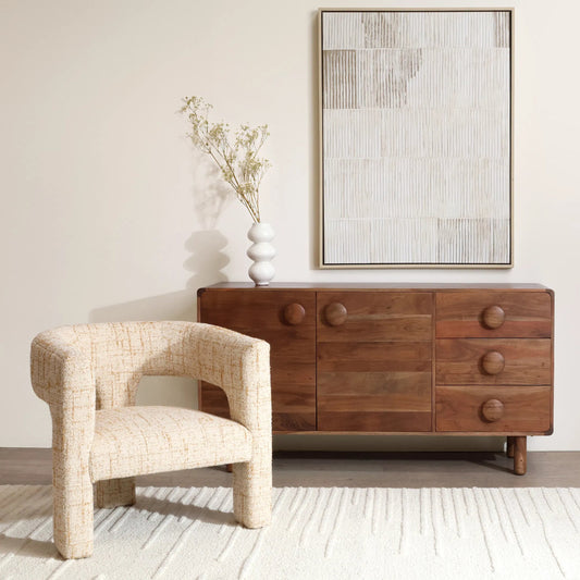 Bowie Occasional Chair by Arch & Plane in sonoma ginger. Made from tweed fabric, select hardwood frame in a unique style.
