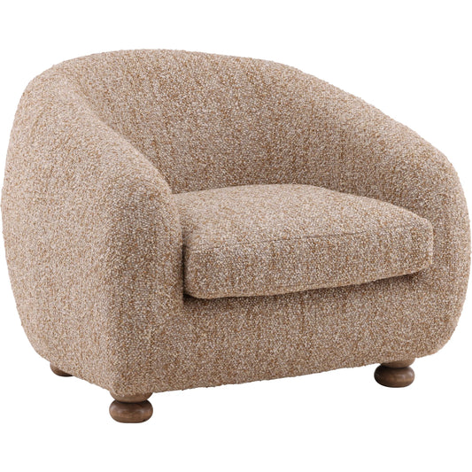 Peggy Occasional Chair by Arch & Plane in paris latte, natural. Made from multi-tone boucle fabric, rubber wood in a transitional style.